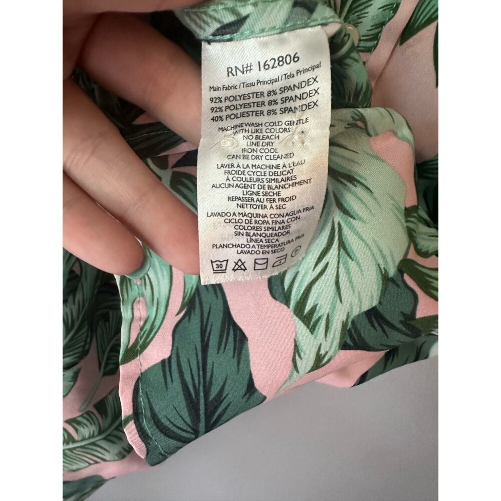 Cotton & Co Summer Palm Leaves Pink and Green Button up shirt, size mens Medium - Picture 4 of 6